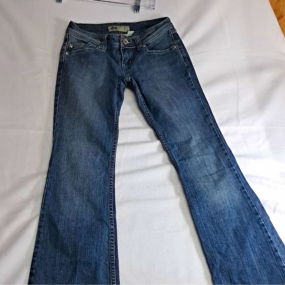 Vtg Y2K YMI Low Rise Flare Jeans Patch Pocket Blue Denim Juniors Size 3 Bootcut